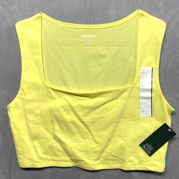 wild fable Tops - Wild Fable Women Tank Top Square Neck Cropped Neon Yellow Size L